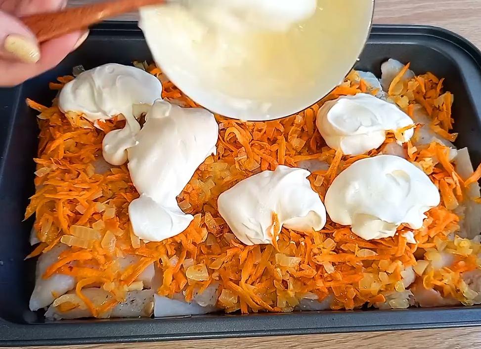 Рыба минтай под шубой в духовке