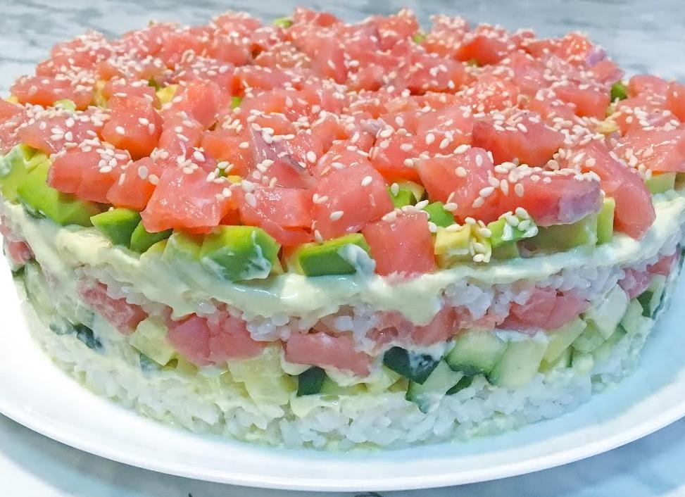 Салат суши слоями с красной рыбой – рецепты приготовления